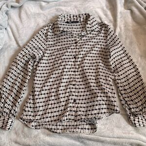 Zara Black and White Patterned Women's Top